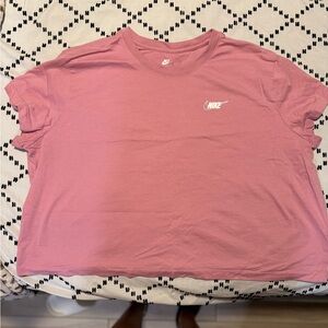 Nike Woman’s Pink Short Sleeve Crop Tee with White Logo
